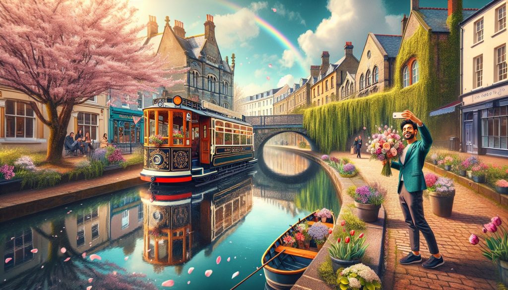 Где сделать атмосферное селфи весной: трамвайчики по каналам — идеи для фото с букетом