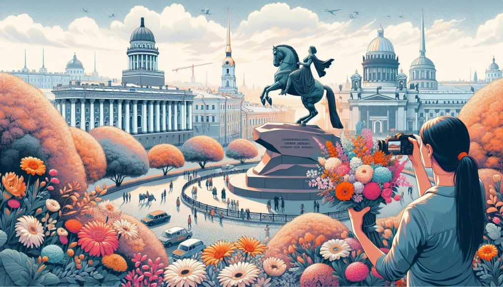 Лучшие фотолокации у Медного всадника весной: музеи и пространства и идеи для фото с букетом