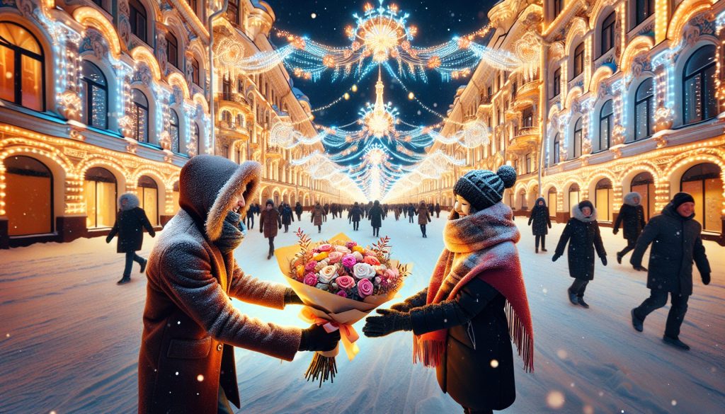 Зимние огни в СПб: куда поехать вечером — как вручить букет красиво