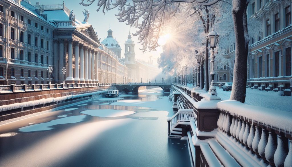 Прогулка по набережным зимой: каналы и реки — готовые фразы для открытки