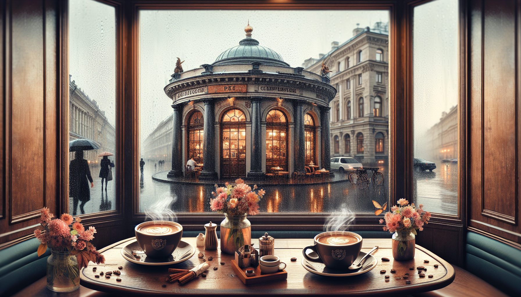 Кафе под мягкий шелест дождя