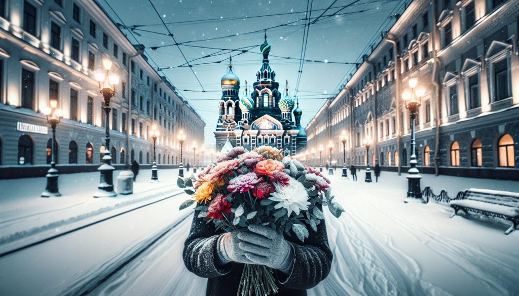 Романтические места без толп зимой: в центре Петербурга — идеи для фото с букетом