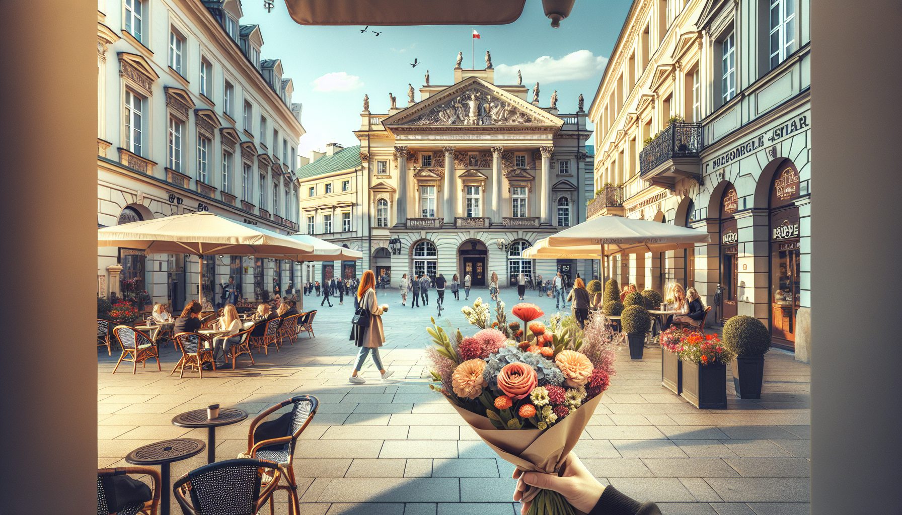 Город, кофе и букеты: атмосфера вокруг Дворцовой