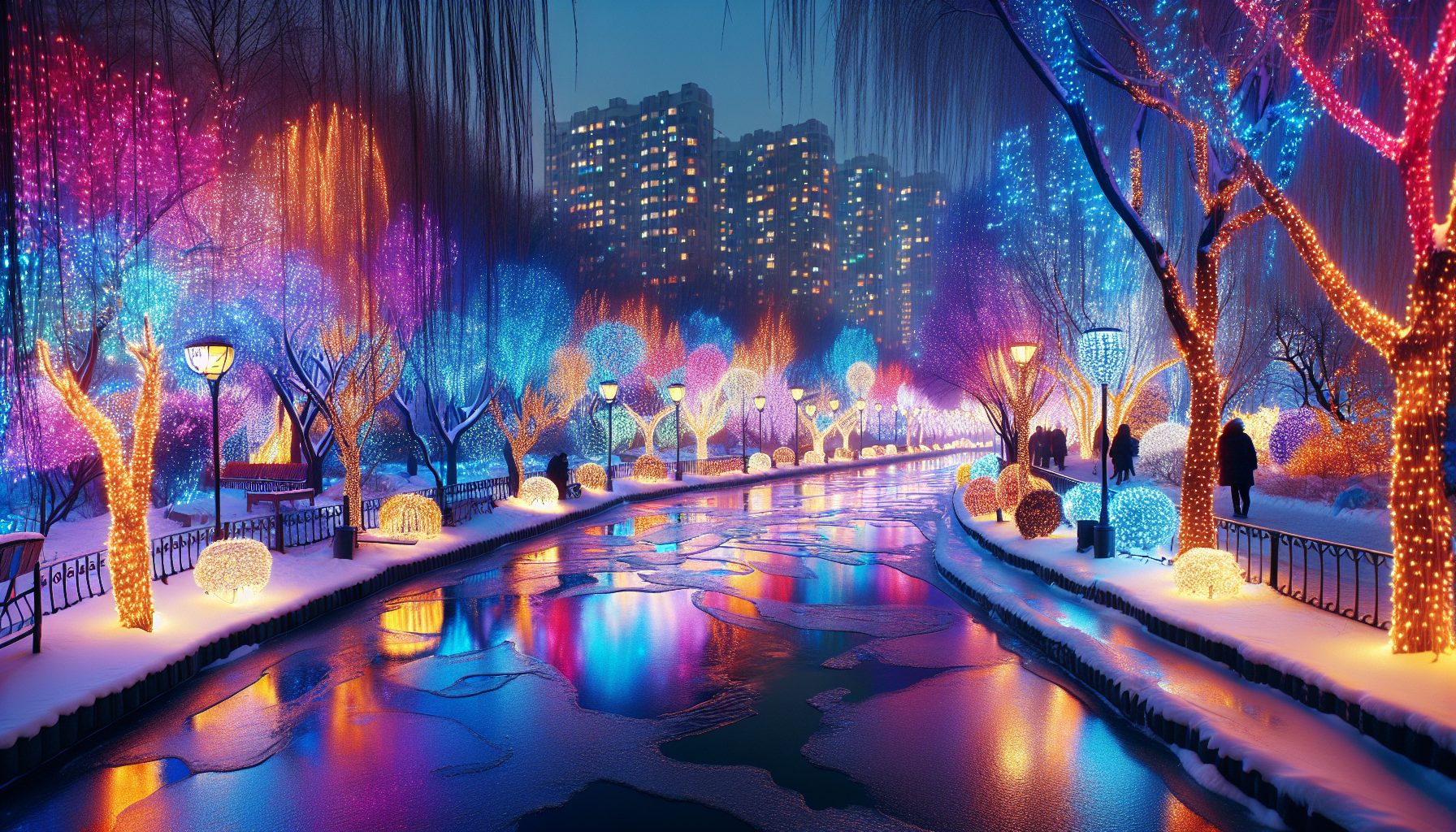 Парки и набережные, где огни встречаются со льдом