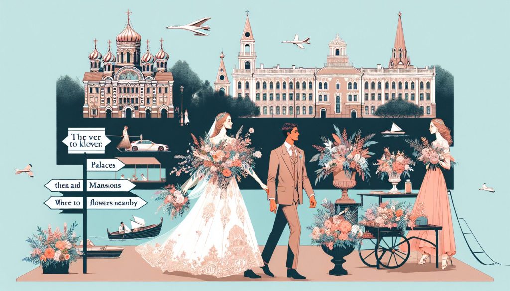 Свадебная прогулка на Васильевском, у Стрелки: дворцы и особняки — где купить цветы поблизости