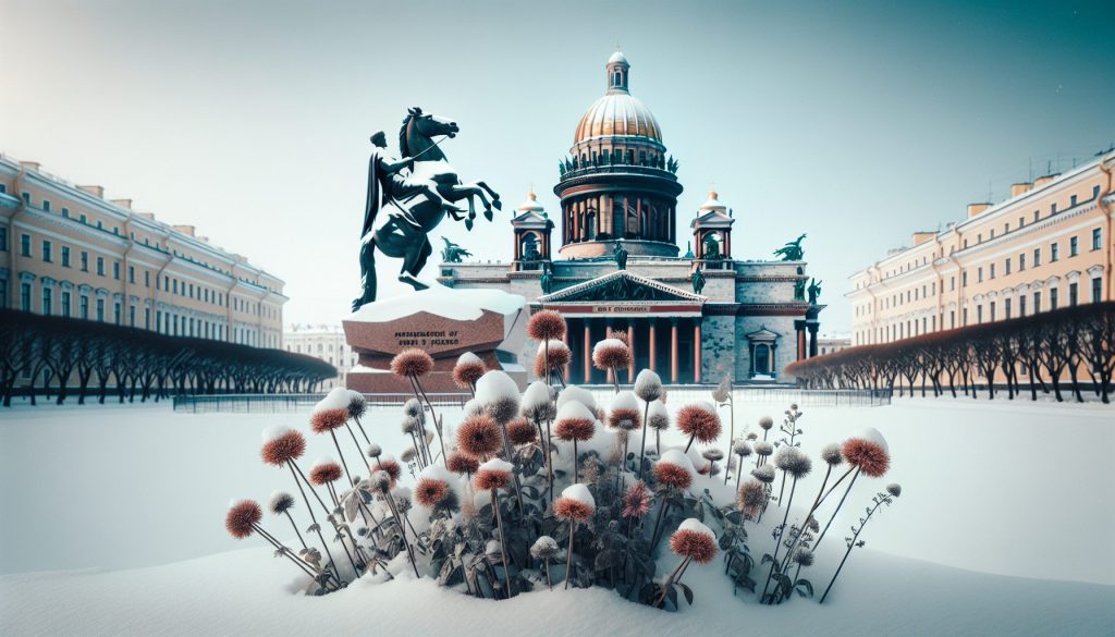 Прогулка у Исаакия и Медного всадника зимой: какие цветы уместны