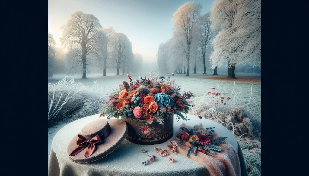 Парки и сады в мороз: для романтического ужина — букеты в шляпной коробке