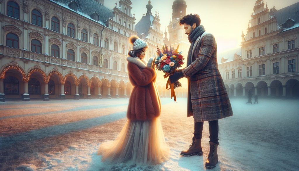 Романтические места без толп в оттепель: на Дворцовой площади — как вручить букет красиво