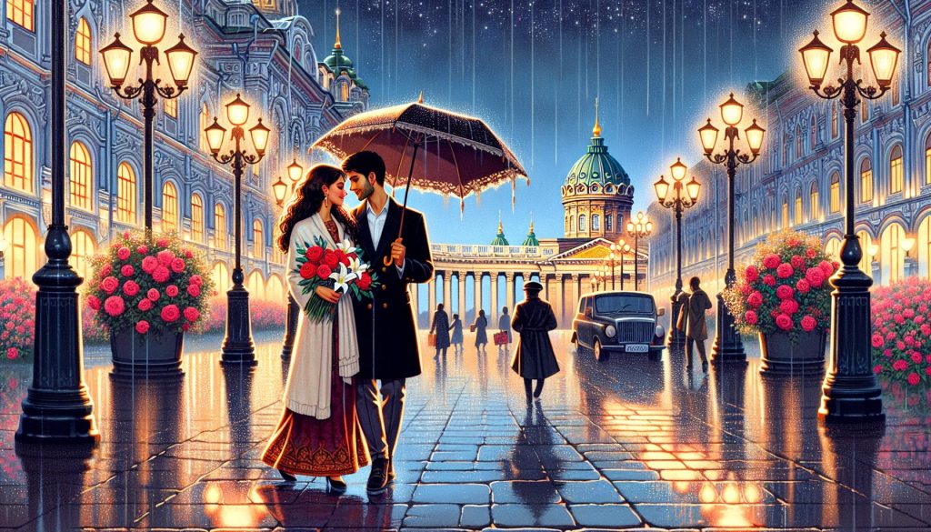 Куда сходить на свидание в дождь: дворцовые ансамбли у Казанского собора — какие цветы уместны