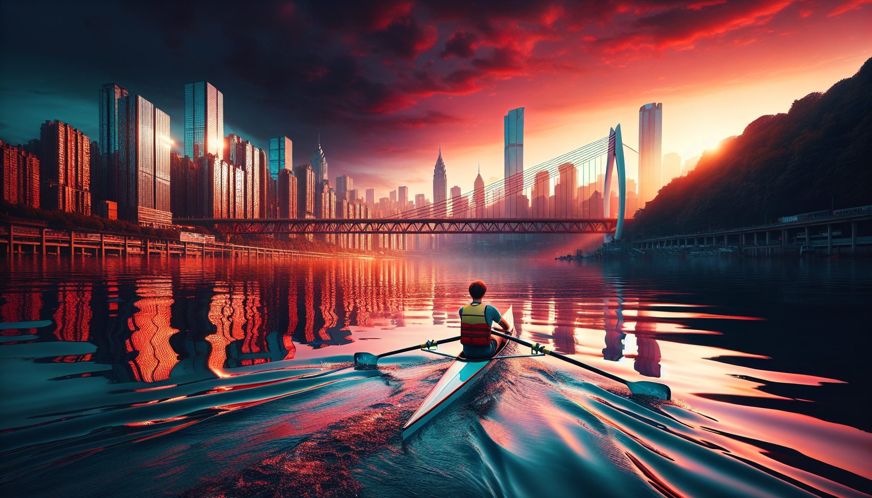 Тихая гребля и шумный город