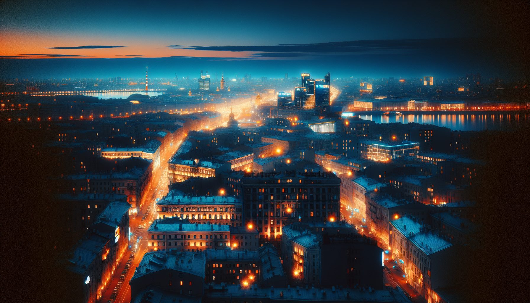 Вид на огни с Петровской косы