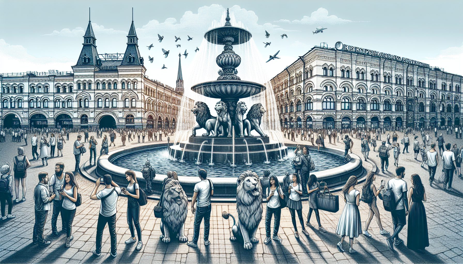 Где начинается маршрут: у фонтана Львы на Московской площади
