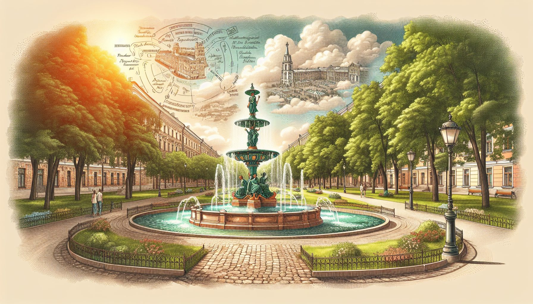 Марсово поле и фонтан «Вечная юность»