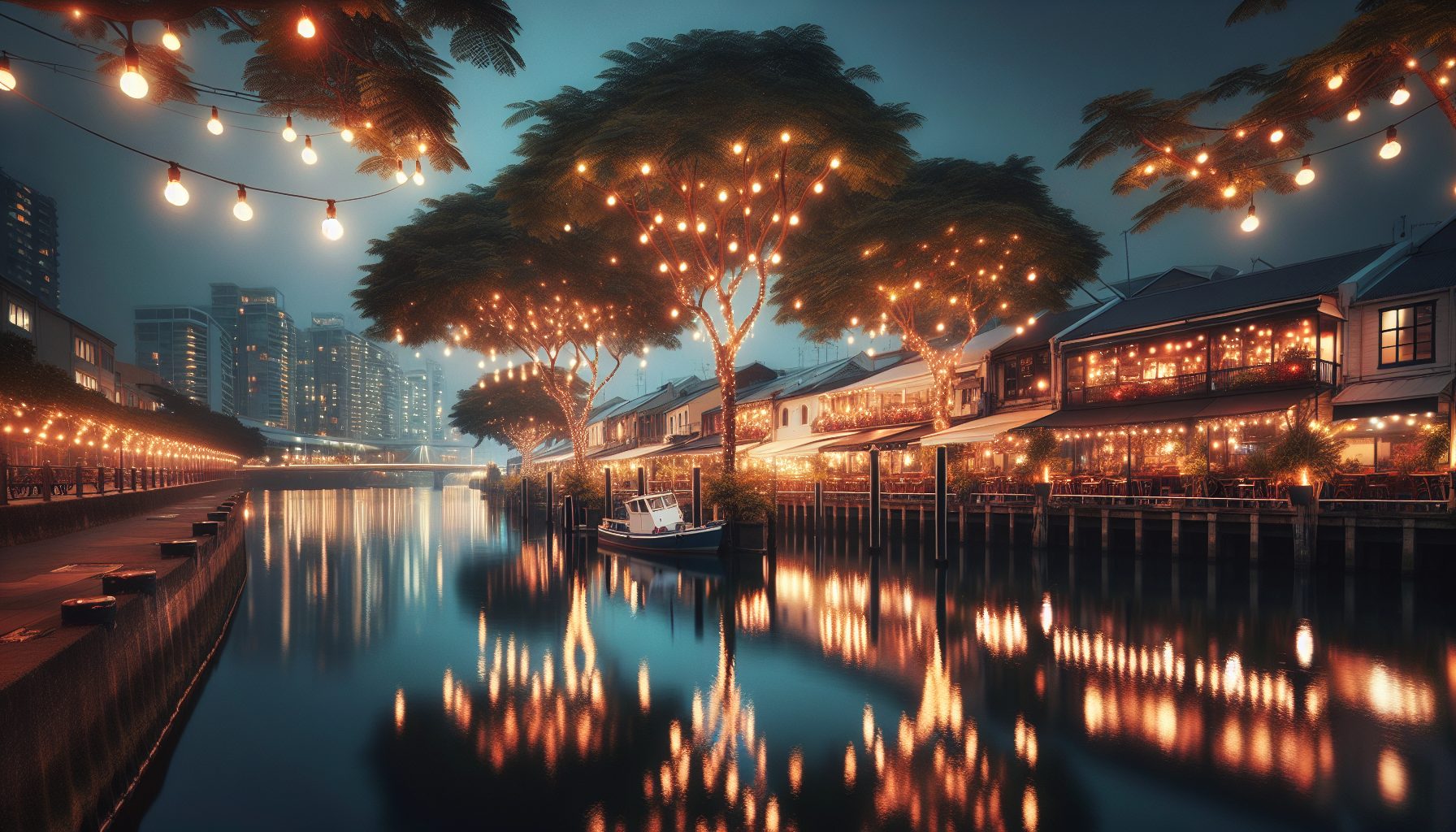 Огни на набережных: спокойствие с отражением